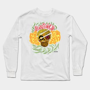 day of the death in skeleton catrina art crown wallpaper Long Sleeve T-Shirt